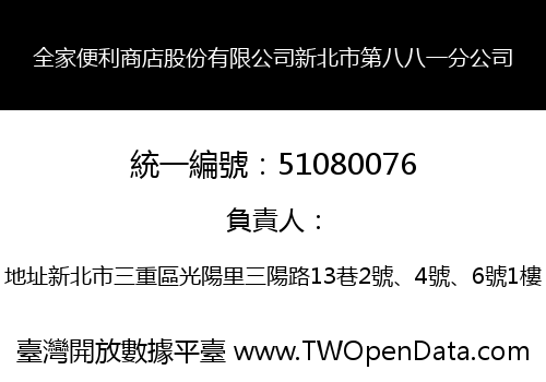 全家便利商店股份有限公司新北市第八八一分公司