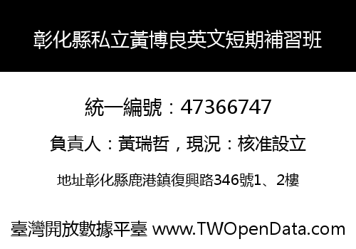 彰化縣私立黃博良英文短期補習班