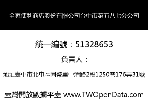全家便利商店股份有限公司台中市第五八七分公司