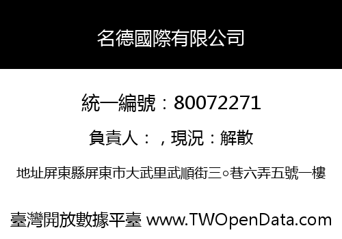 名德國際有限公司