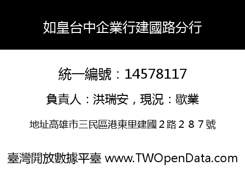 如皇台中企業行建國路分行