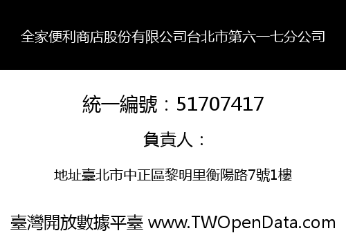 全家便利商店股份有限公司台北市第六一七分公司