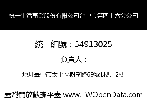 統一生活事業股份有限公司台中市第四十六分公司