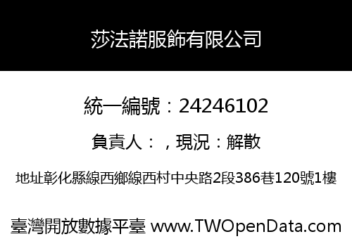 莎法諾服飾有限公司
