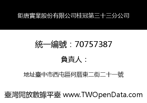 鉅唐實業股份有限公司桂冠第三十三分公司