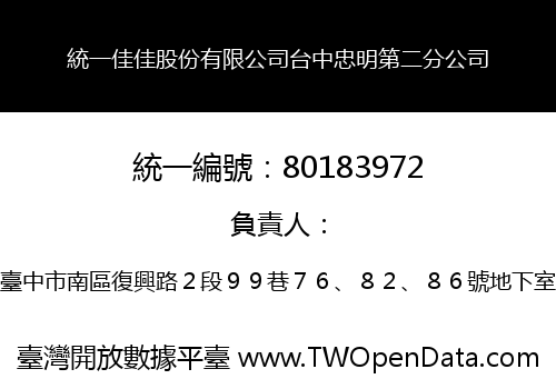 統一佳佳股份有限公司台中忠明第二分公司