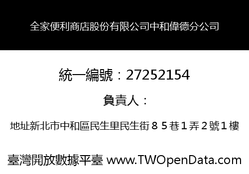全家便利商店股份有限公司中和偉德分公司