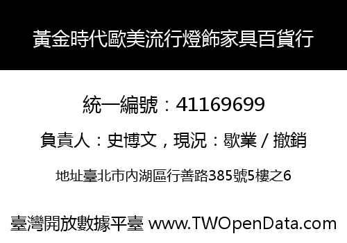 黃金時代歐美流行燈飾家具百貨行