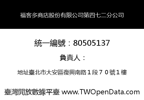 福客多商店股份有限公司第四七二分公司