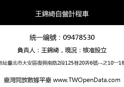 王錦綺自營計程車
