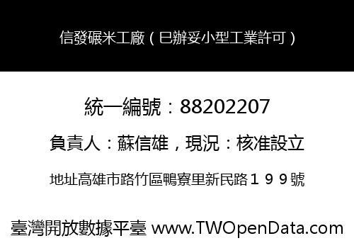 信發碾米工廠（巳辦妥小型工業許可）