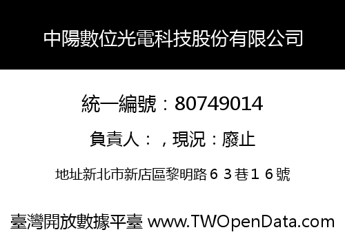 中陽數位光電科技股份有限公司
