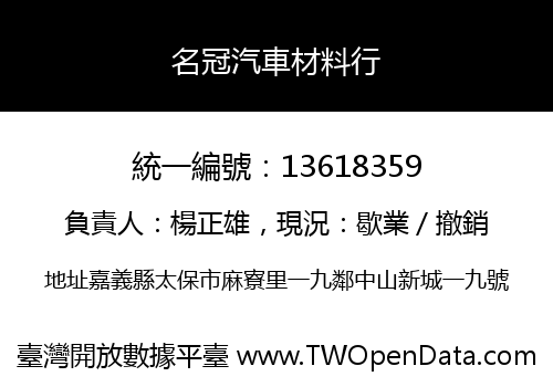 名冠汽車材料行