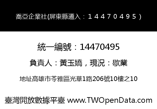 喬亞企業社(屏東縣遷入：１４４７０４９５）