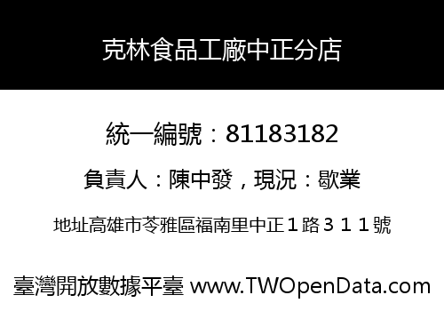 克林食品工廠中正分店