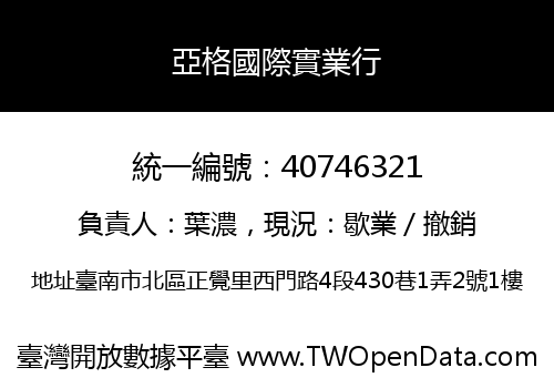 亞格國際實業行