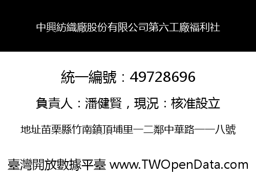 中興紡織廠股份有限公司第六工廠福利社