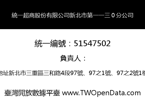 統一超商股份有限公司新北市第一一三０分公司