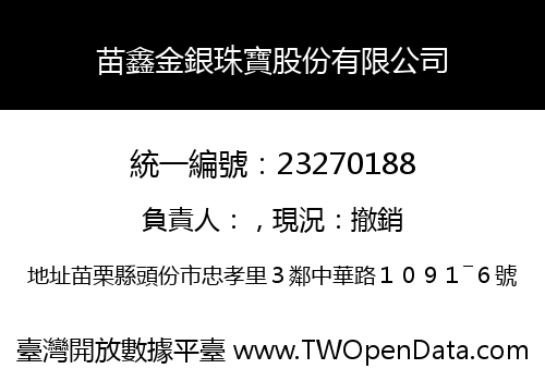 苗鑫金銀珠寶股份有限公司