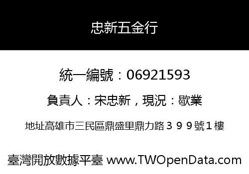 忠新五金行