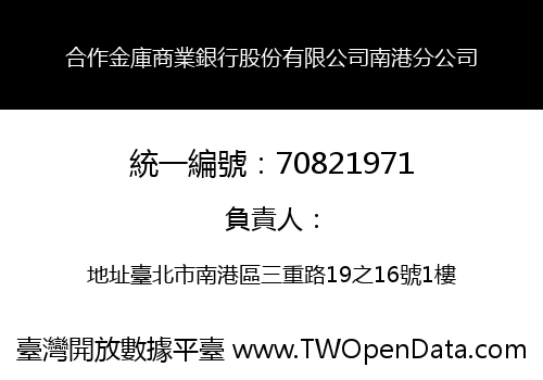 合作金庫商業銀行股份有限公司南港分公司