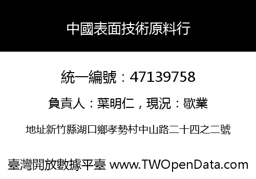 中國表面技術原料行