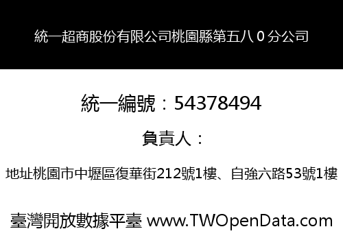 統一超商股份有限公司桃園縣第五八０分公司