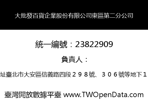 大批發百貨企業股份有限公司東區第二分公司