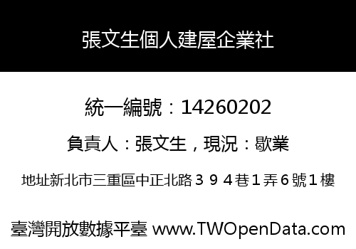 張文生個人建屋企業社