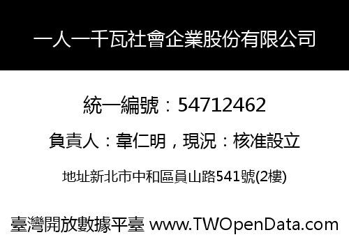 一人一千瓦社會企業股份有限公司