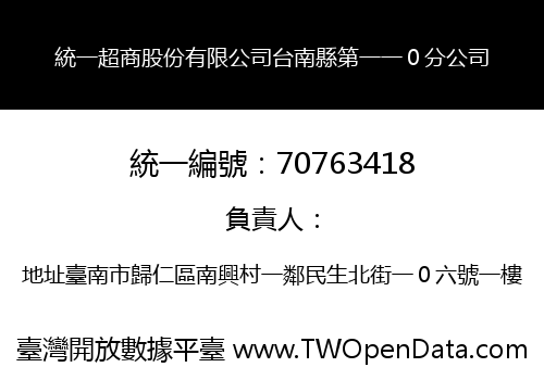 統一超商股份有限公司台南縣第一一０分公司