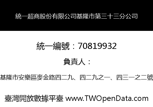 統一超商股份有限公司基隆市第三十三分公司