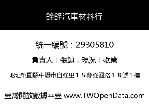 銓鋒汽車材料行