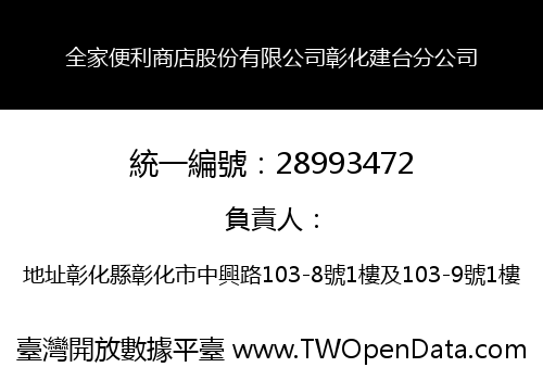 全家便利商店股份有限公司彰化建台分公司