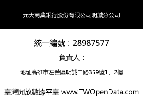 元大商業銀行股份有限公司明誠分公司