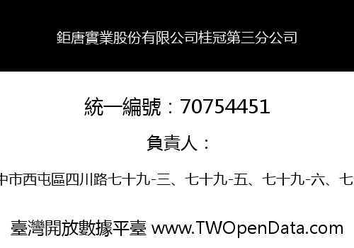 鉅唐實業股份有限公司桂冠第三分公司