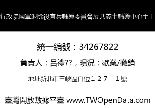 行政院國軍退除役官兵輔導委員會反共義士輔導中心手工