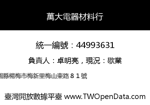 萬大電器材料行