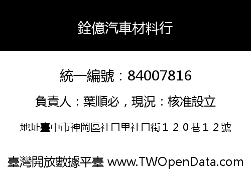 銓億汽車材料行