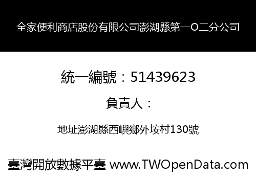 全家便利商店股份有限公司澎湖縣第一O二分公司