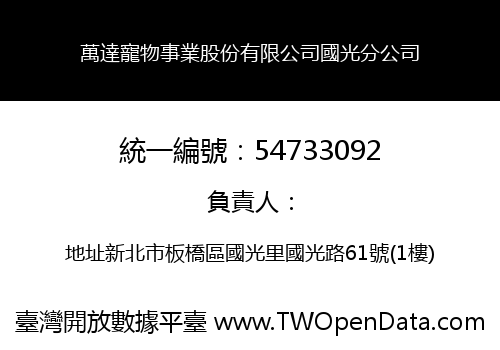 萬達寵物事業股份有限公司國光分公司