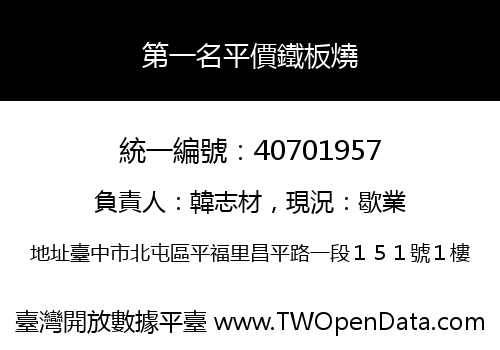 第一名平價鐵板燒