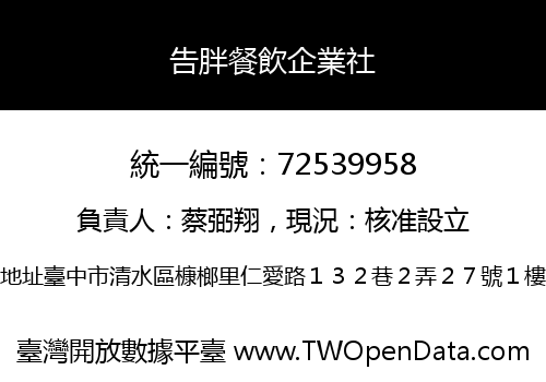 告胖餐飲企業社