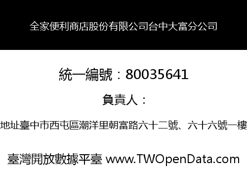 全家便利商店股份有限公司台中大富分公司