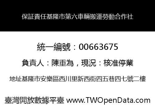 保証責任基隆市第六車輛搬運勞動合作社