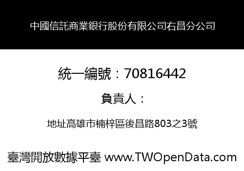中國信託商業銀行股份有限公司右昌分公司