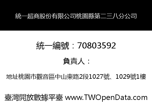統一超商股份有限公司桃園縣第二三八分公司