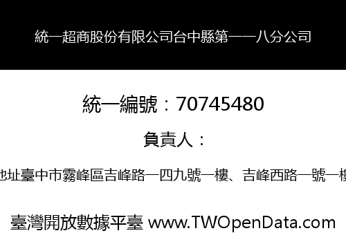 統一超商股份有限公司台中縣第一一八分公司