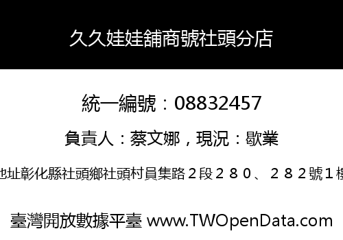 久久娃娃舖商號社頭分店