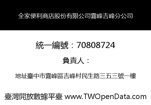 全家便利商店股份有限公司霧峰吉峰分公司